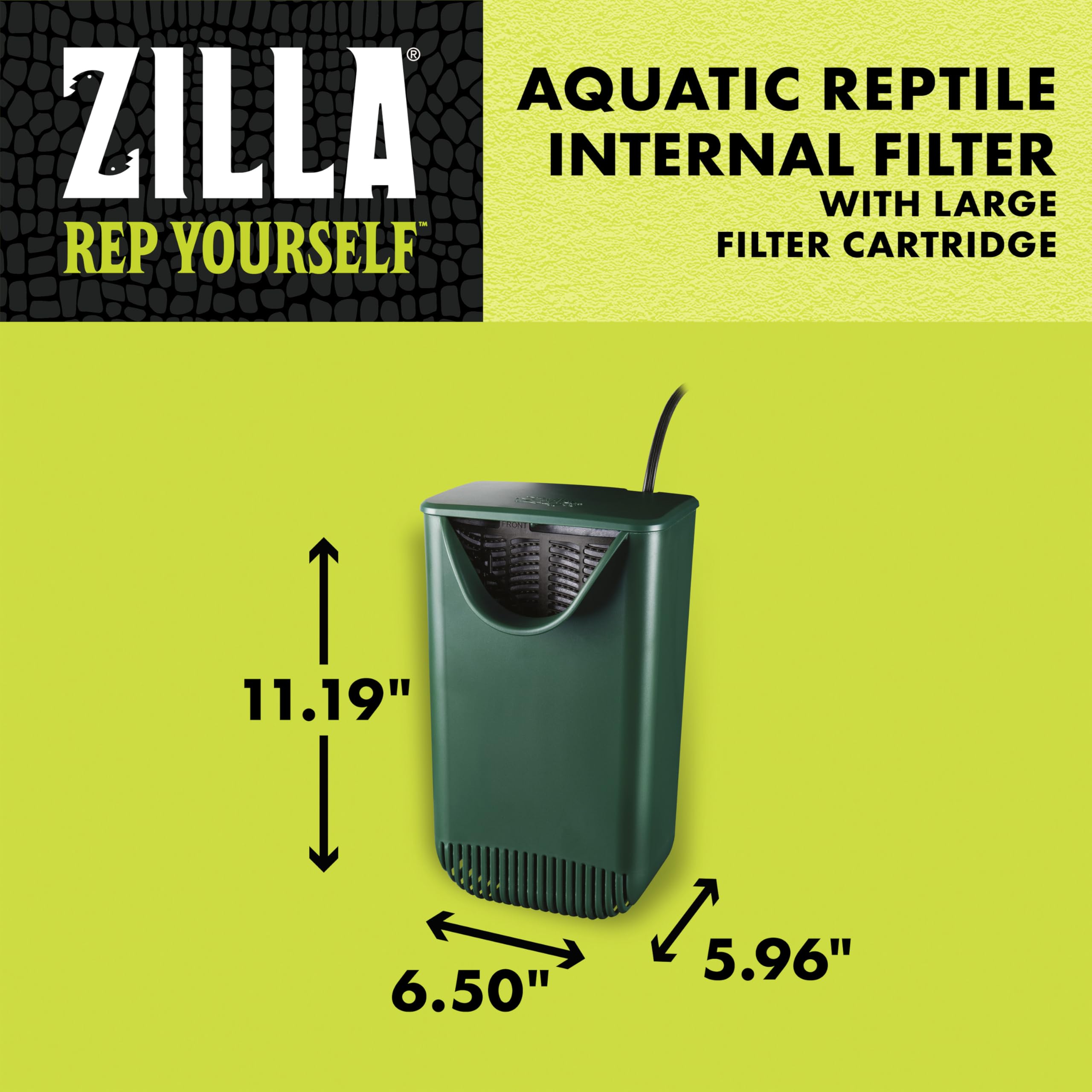 Zilla comparaison d’échelle illustrant la taille adaptée du filtre au terrarium