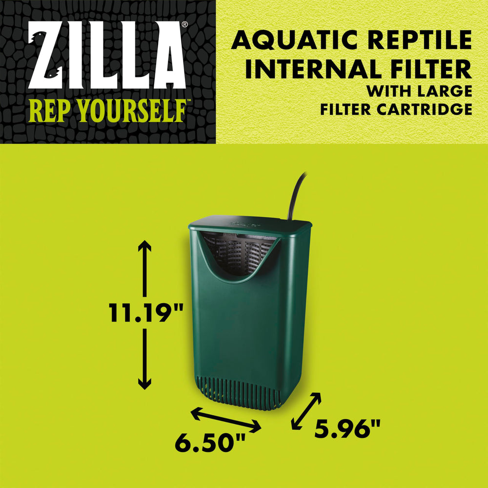 Zilla comparaison d’échelle illustrant la taille adaptée du filtre au terrarium