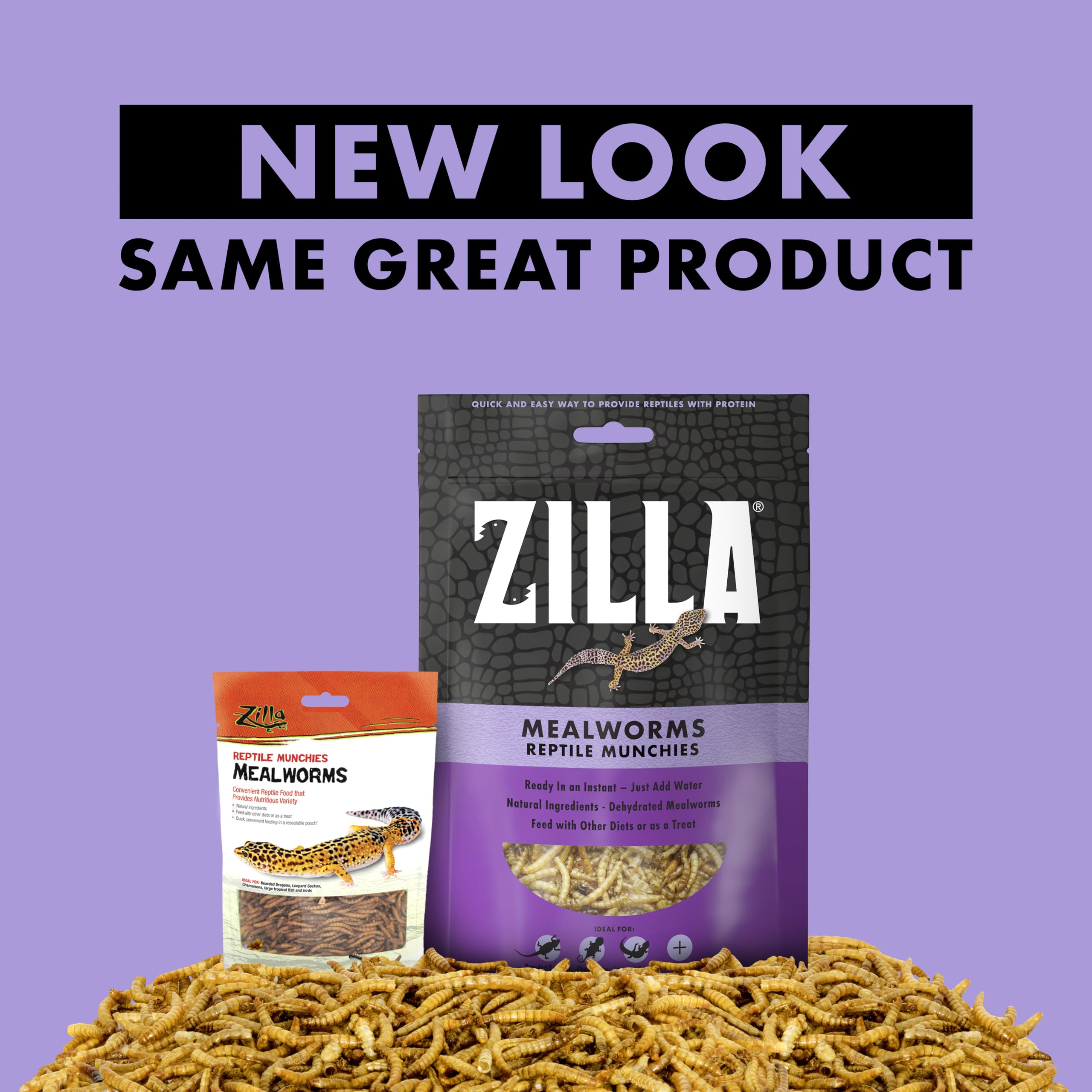 Zilla mealworms mélangés à légumes secs pour varier l'alimentation