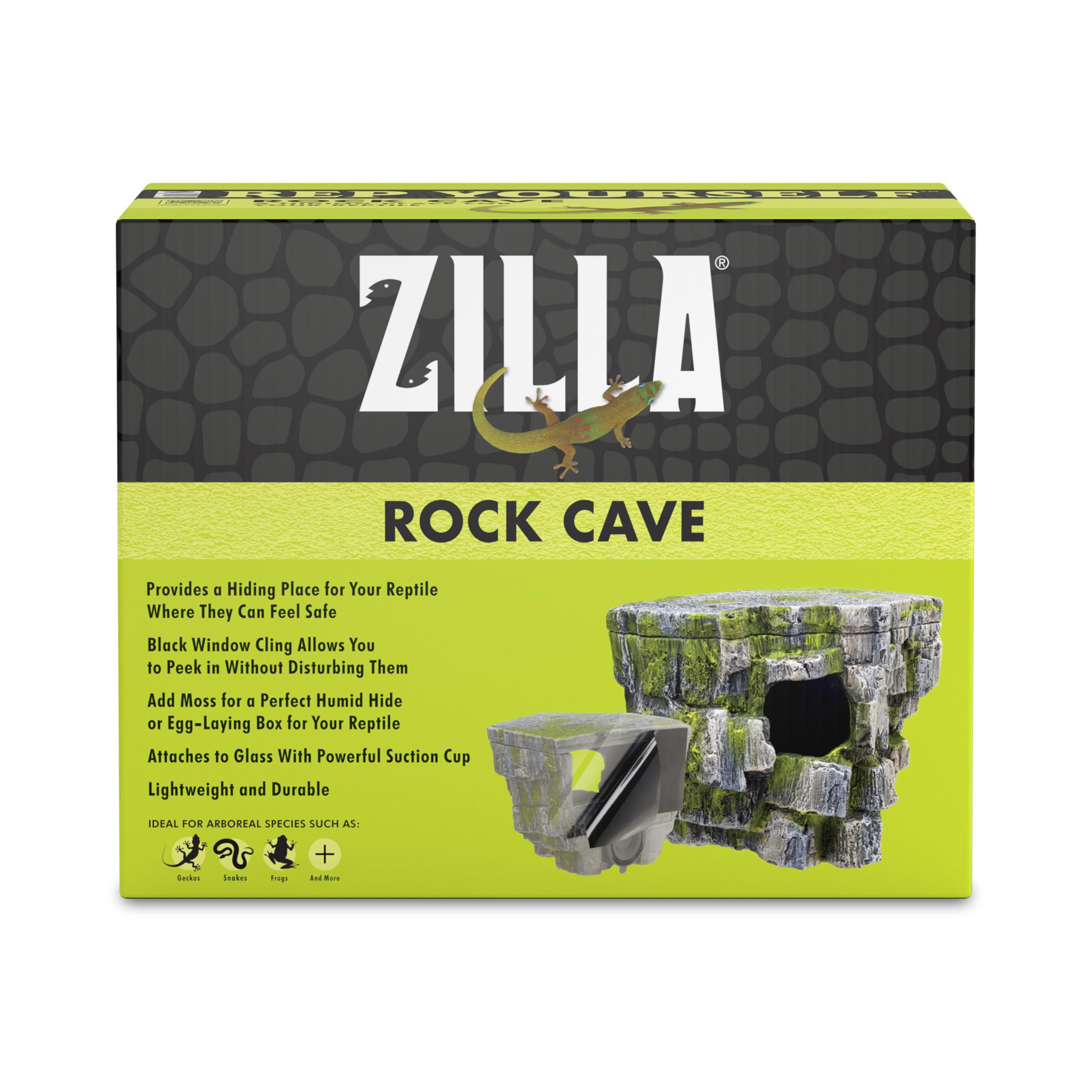 Zilla Rock Cave face avant montrant une cachette sécurisante pour reptile