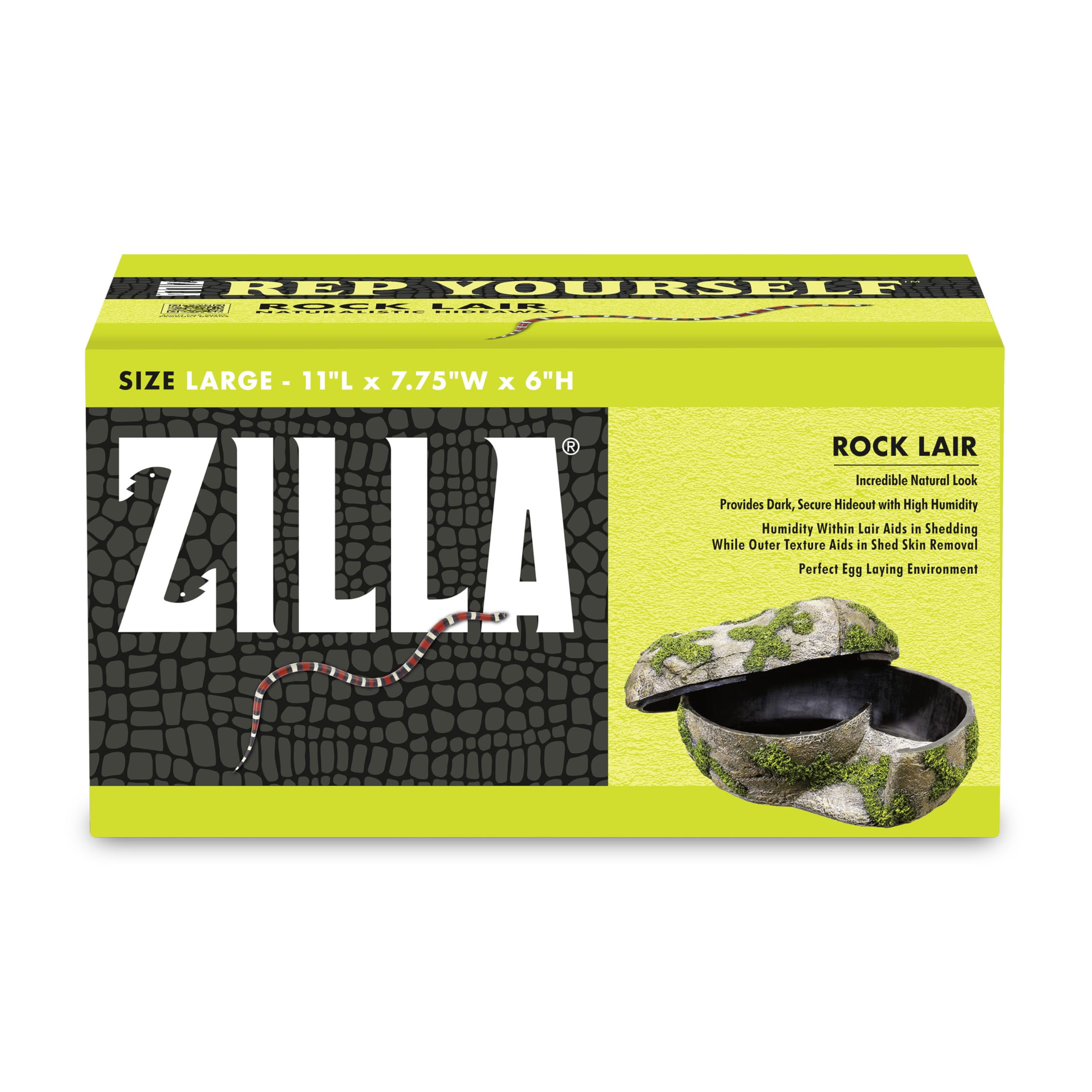 Zilla vue avant du cache rocheux montrant design réaliste et protection