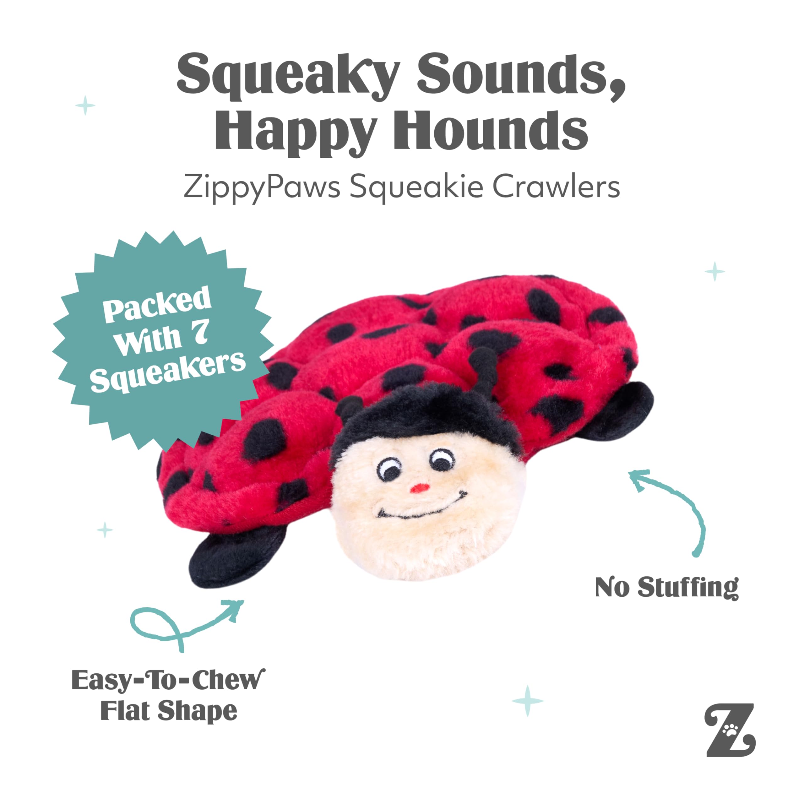 ZippyPaws coccinelle en main illustrant la taille pratique de 10 pouces