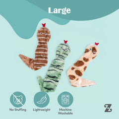 ZippyPaws trio de jouets posé sur tapis pour jeu intérieur sûr