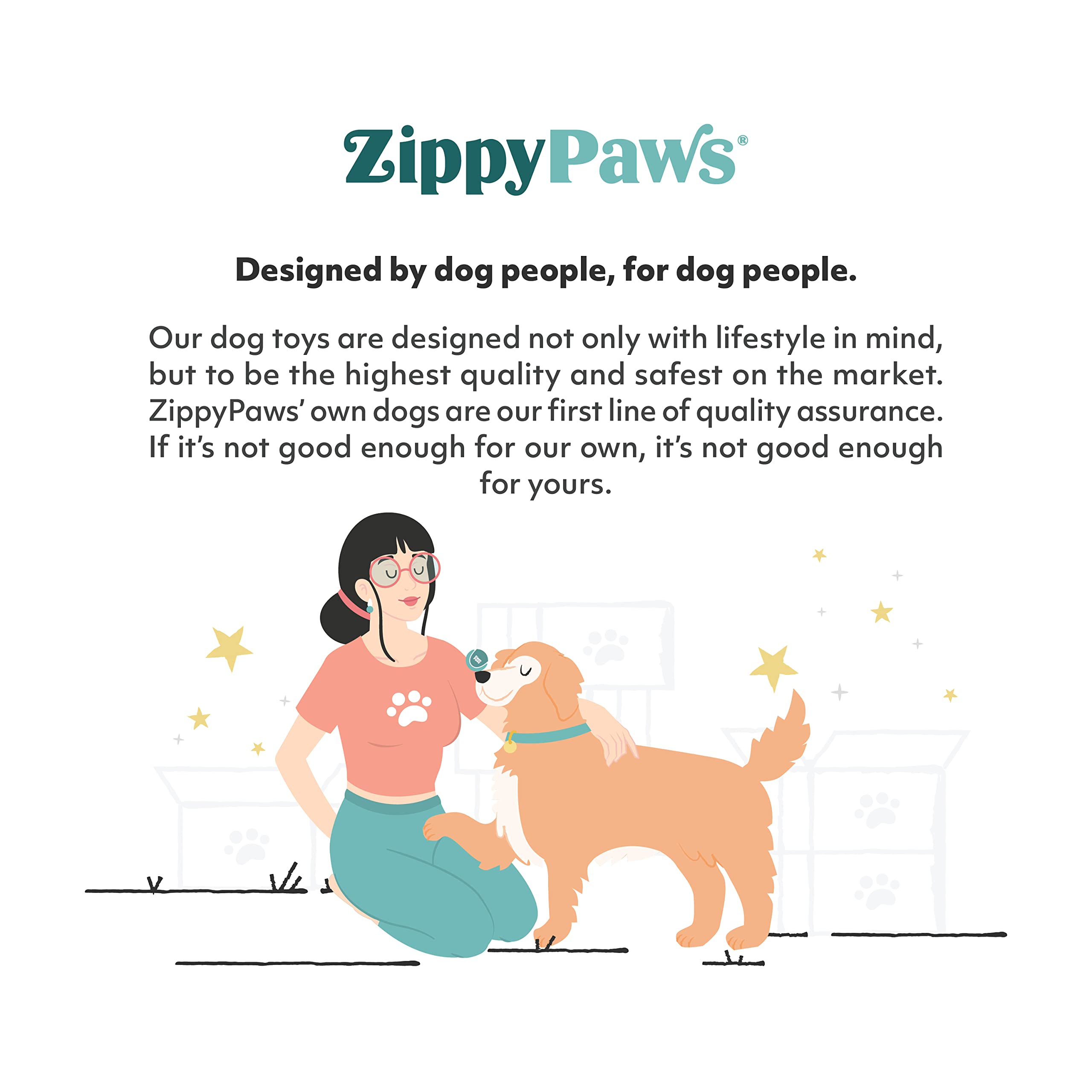 Comparaison d'échelle ZippyPaws Miniz, montre la taille adaptée petits chiens