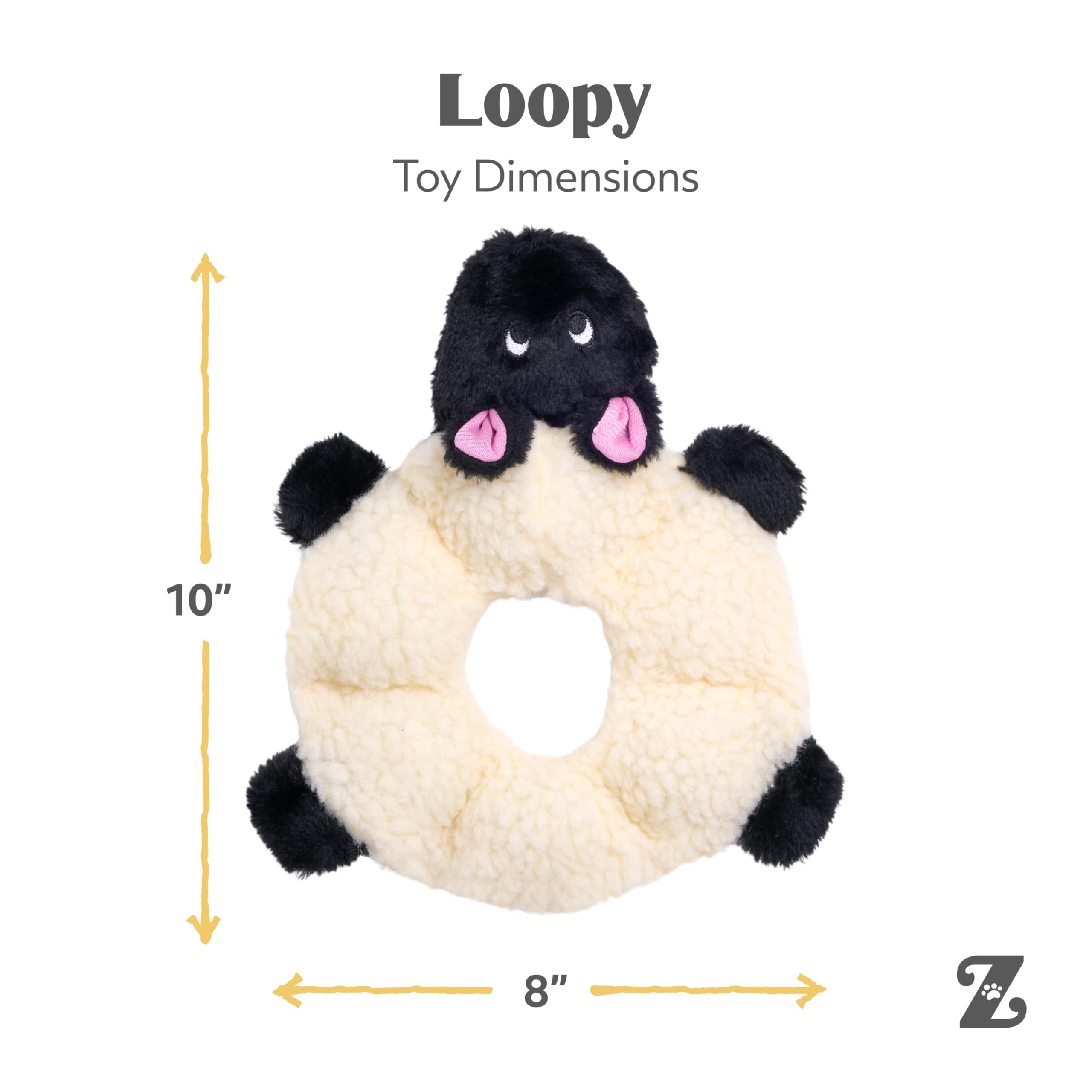 ZippyPaws Loopy Sheep tenue en main comparaison taille et légèreté