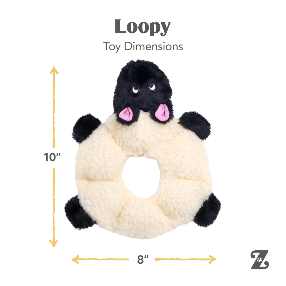 ZippyPaws Loopy Sheep tenue en main comparaison taille et légèreté