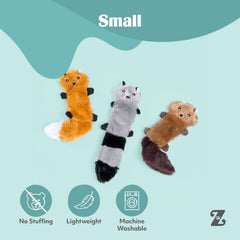 ZippyPaws détail du couineur sur le raton laveur pour stimulation sonore engageante
