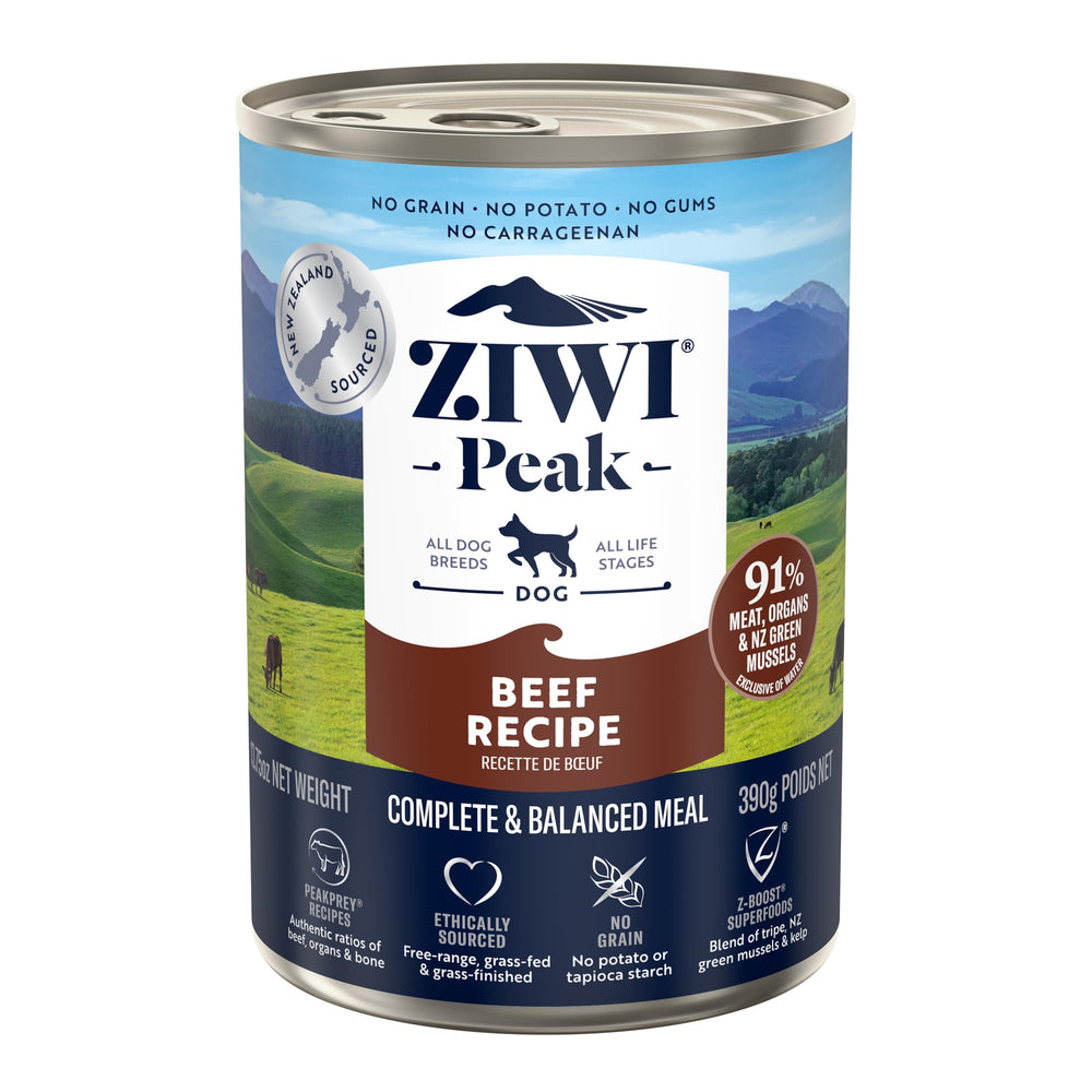 ZIWI pâté bœuf vue avant de la boîte, emballage éthique visible