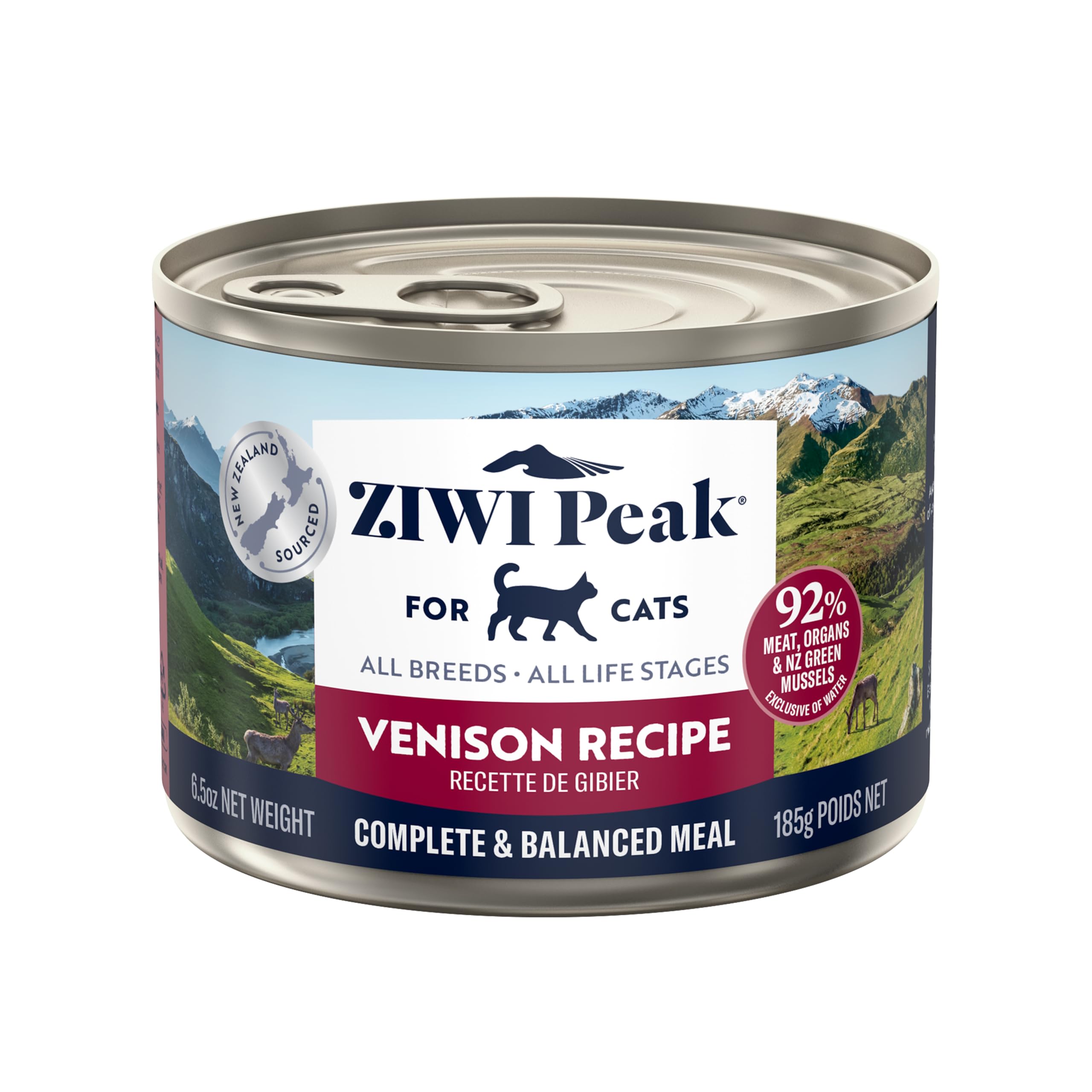 ZIWI boîte avant Venison montrant l’emballage et l’origine éthique