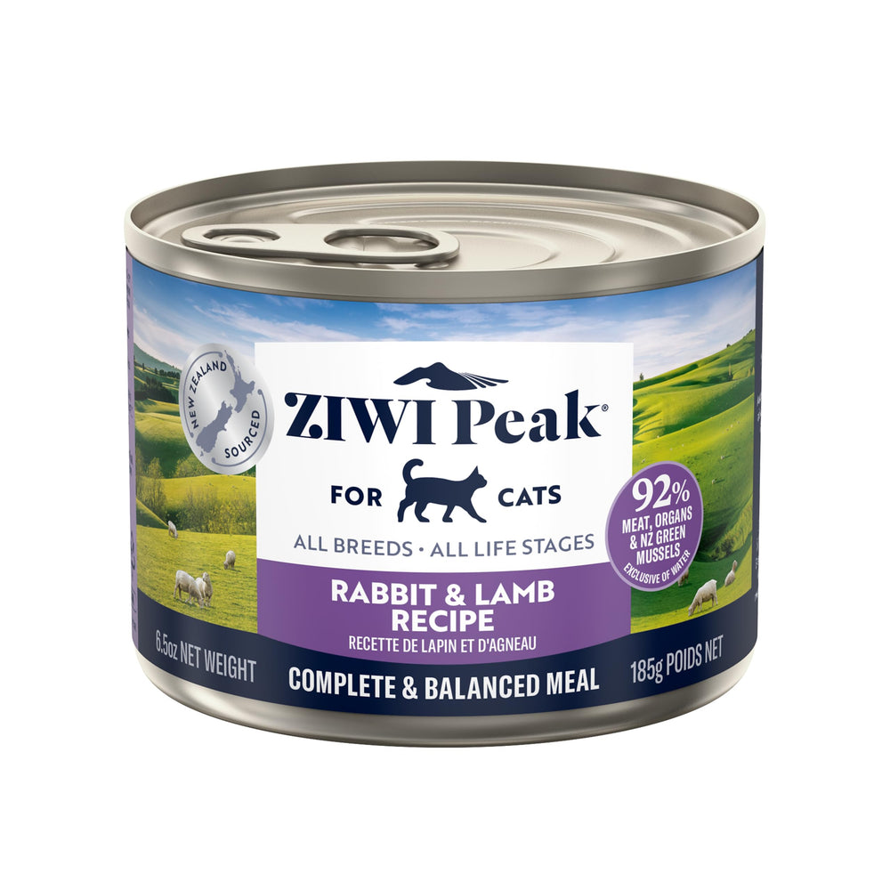 ZIWI boîte devant montrant lapin et agneau avec traçabilité bénéfique