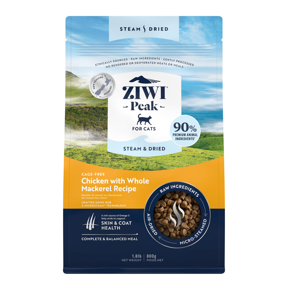ZIWI emballage face montrant le produit et avantages nutritionnels