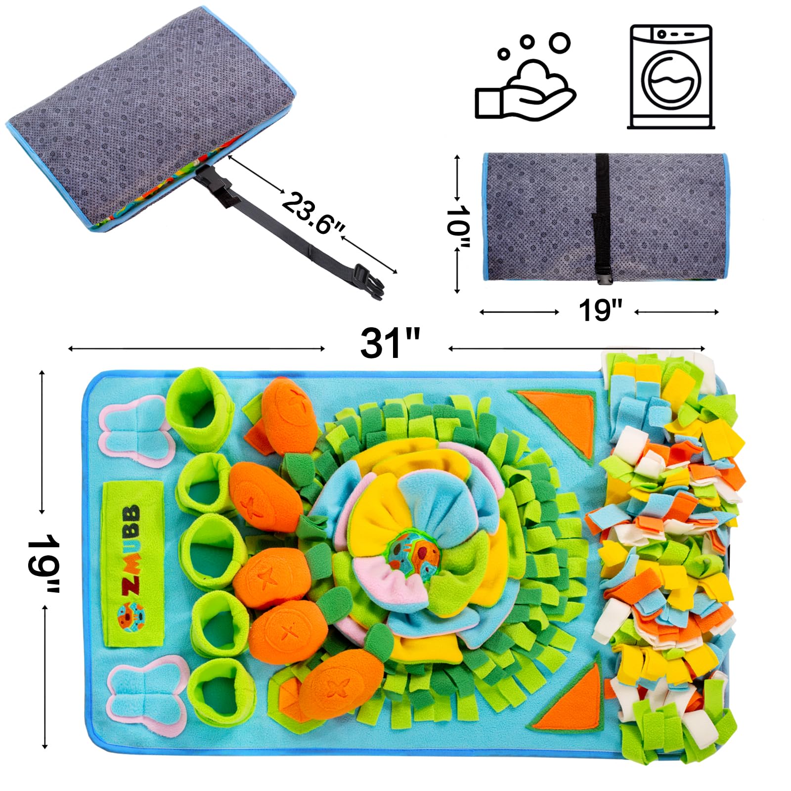 ZMUBB tapis plié avec sangle réglable pour un transport facile et rangement compact