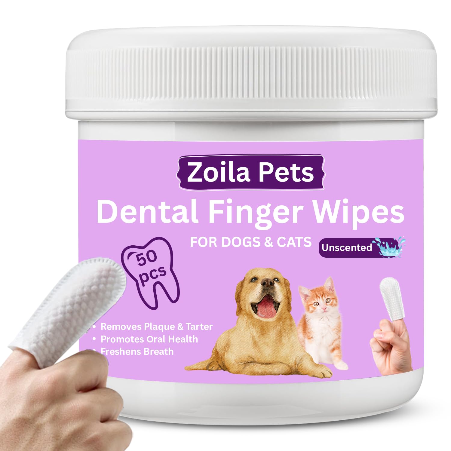 Zoila Pets emballage avant montrant lingettes et bénéfice hygiène rapide
