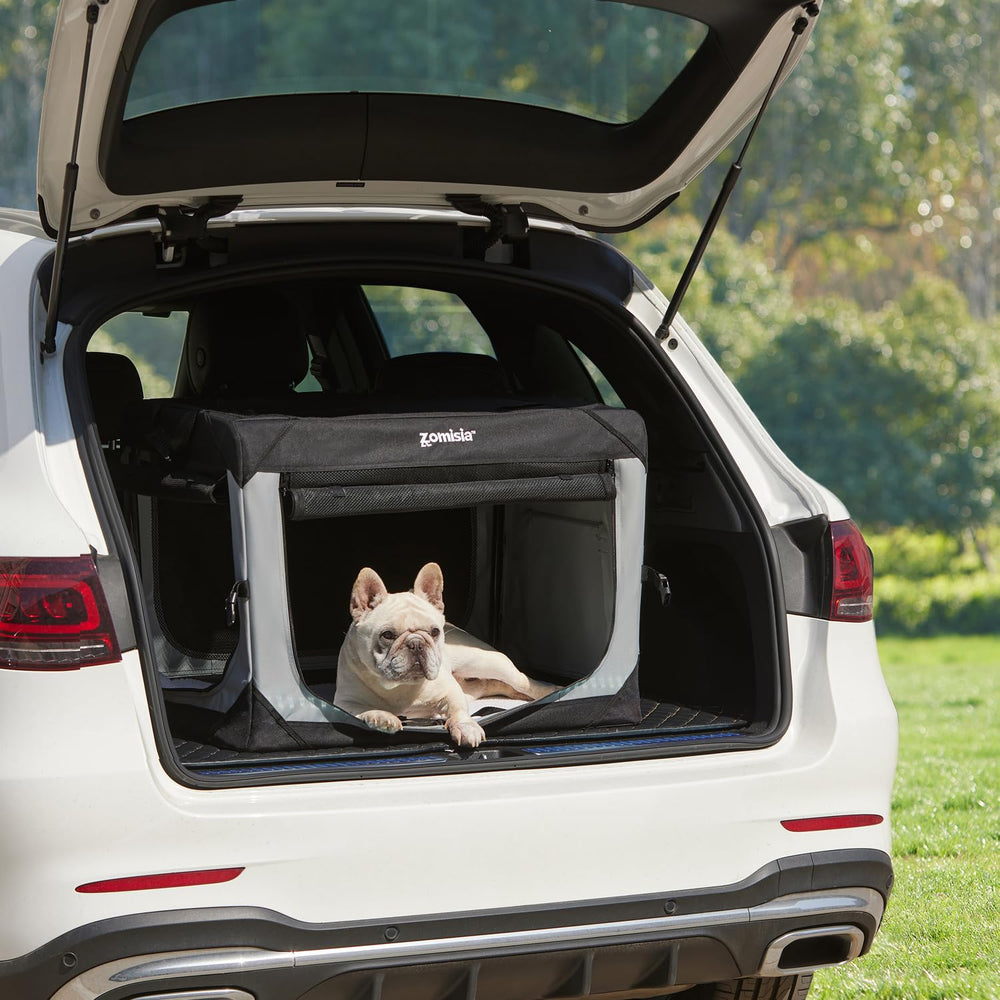ZOMISIA cage installée dans une voiture, solution pratique pour les voyages