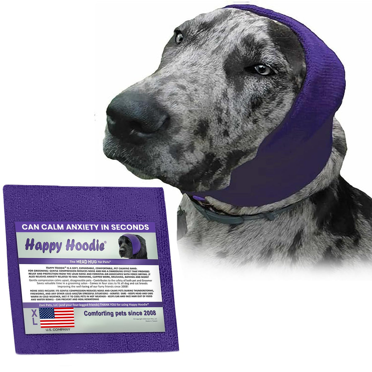 ZONI PETS Happy Hoodie face avant montrant un maintien sécurisé et apaisant
