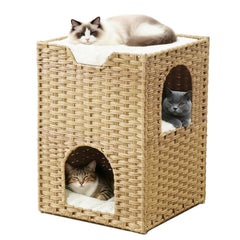 Zonoria Zephyria vue avant de la maison pour chats, design élégant et multiple zones