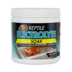 Zoo Med flacon Electrolyte Soak montrant l'étiquette pour réhydratation rapide