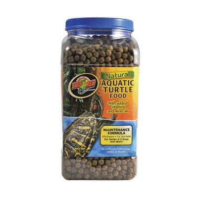 Zoo Med emballage 45 oz montrant granulés flottants et informations produit