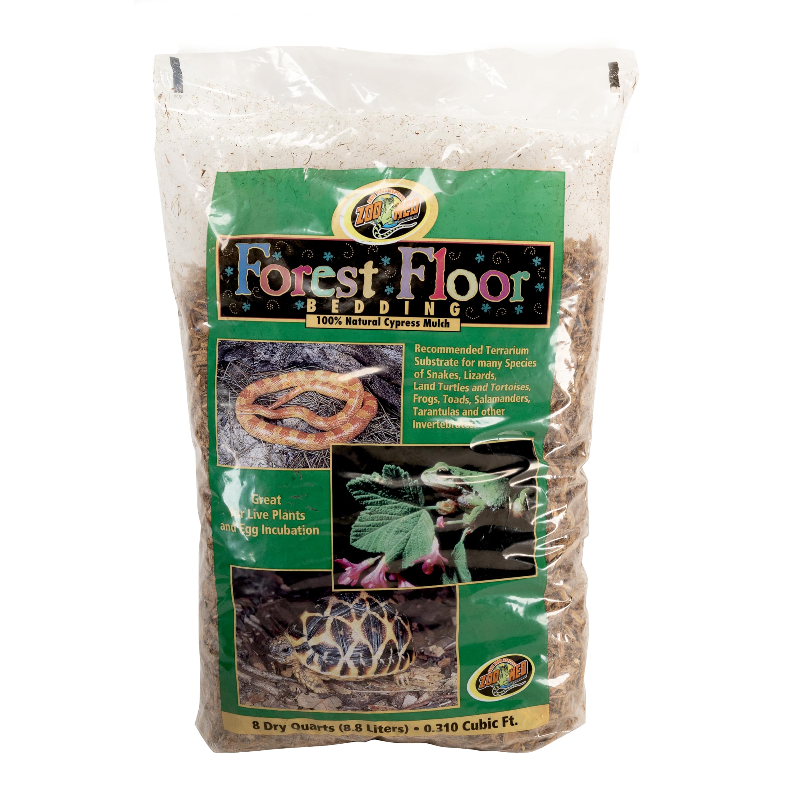 Zoo Med emballage Forest Floor montrant le sac et l'étiquette bénéfice visuel