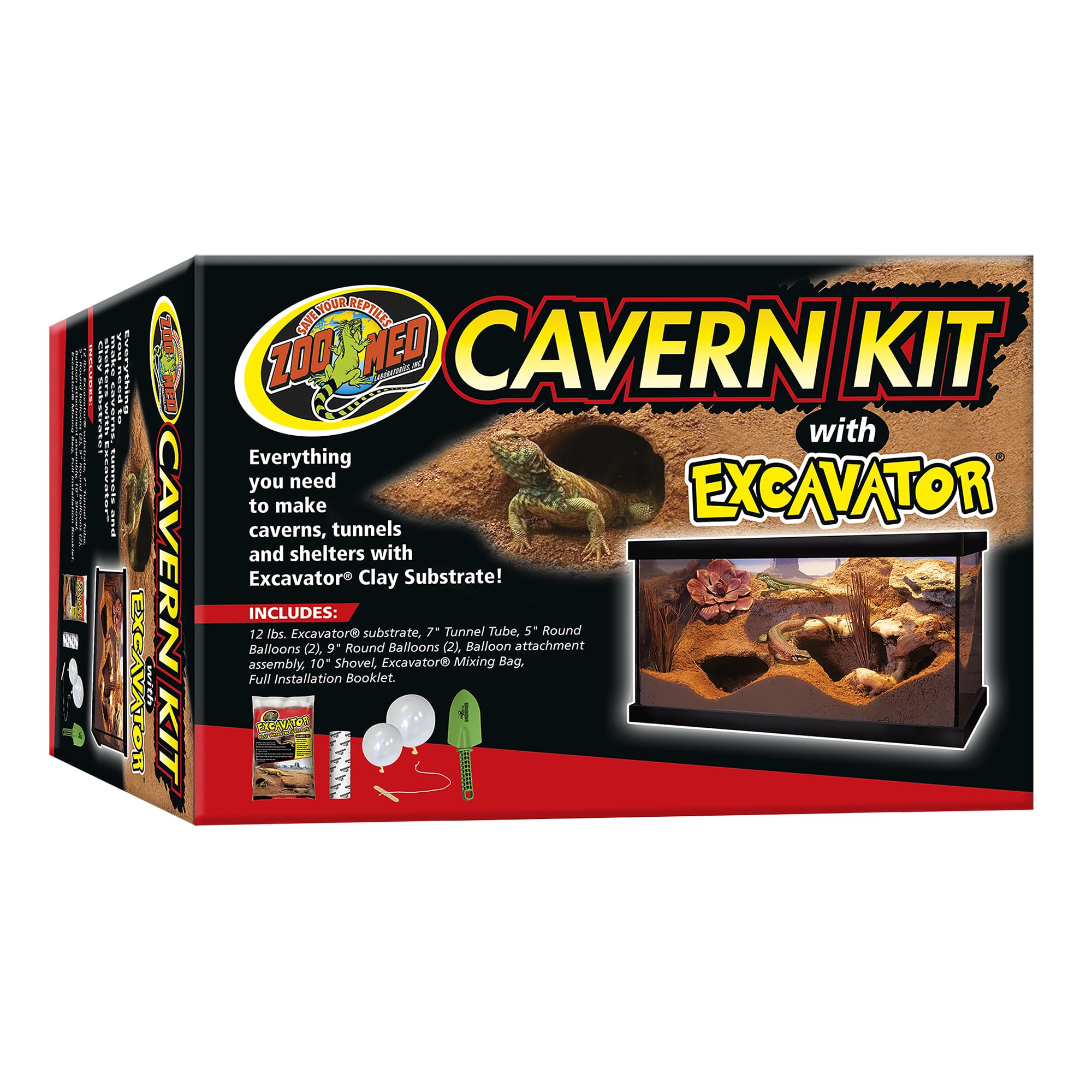 Zoo Med emballage du kit Cavern Kit avec contenu visible et mise en avant pratique