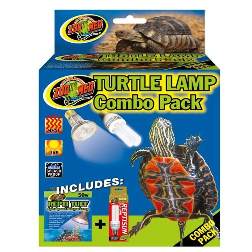 Zoo Med face du pack combo montrant les deux lampes et avantages pratiques