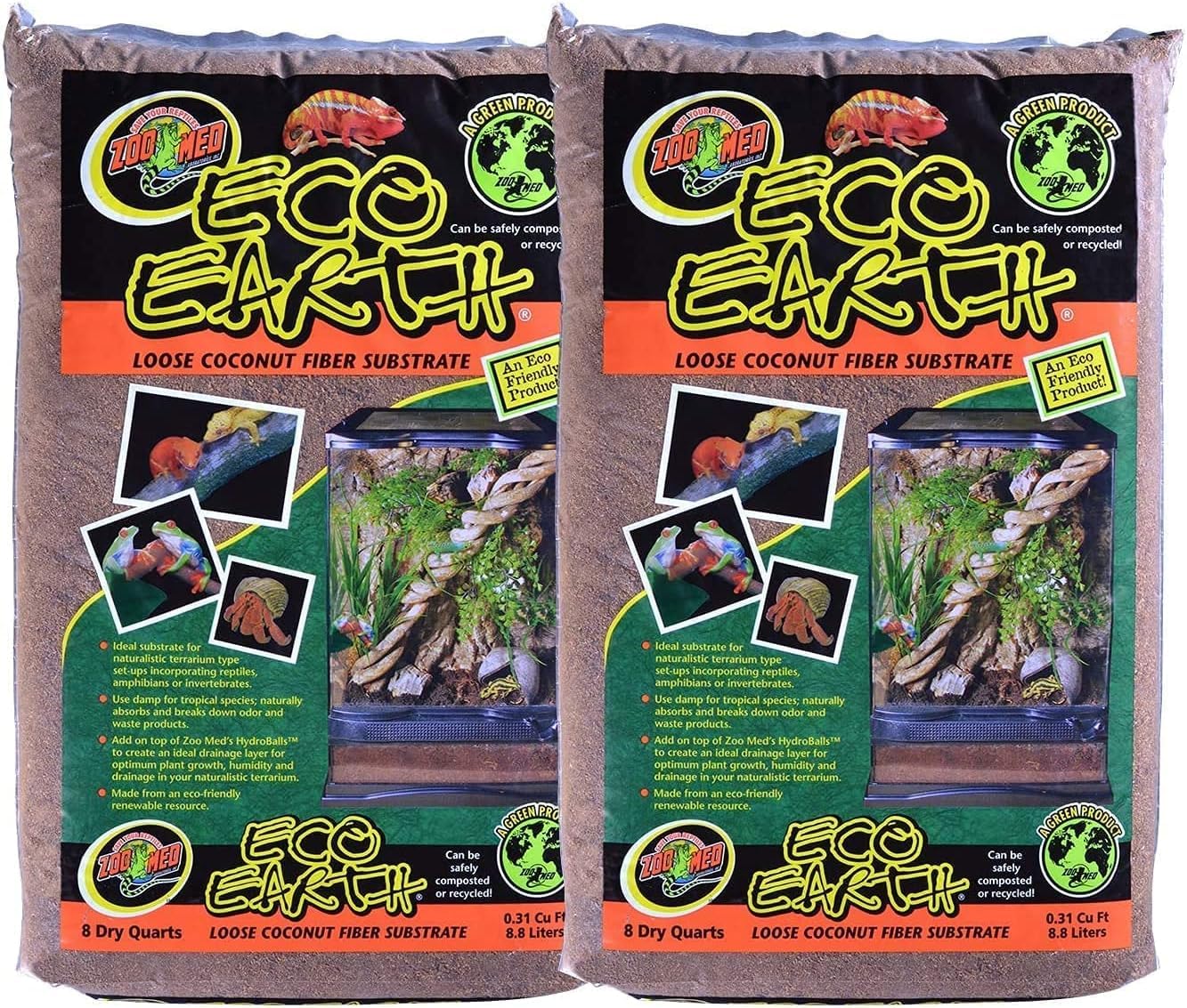 Zoo Med image avant emballage montrant sac 8 quarts et information
