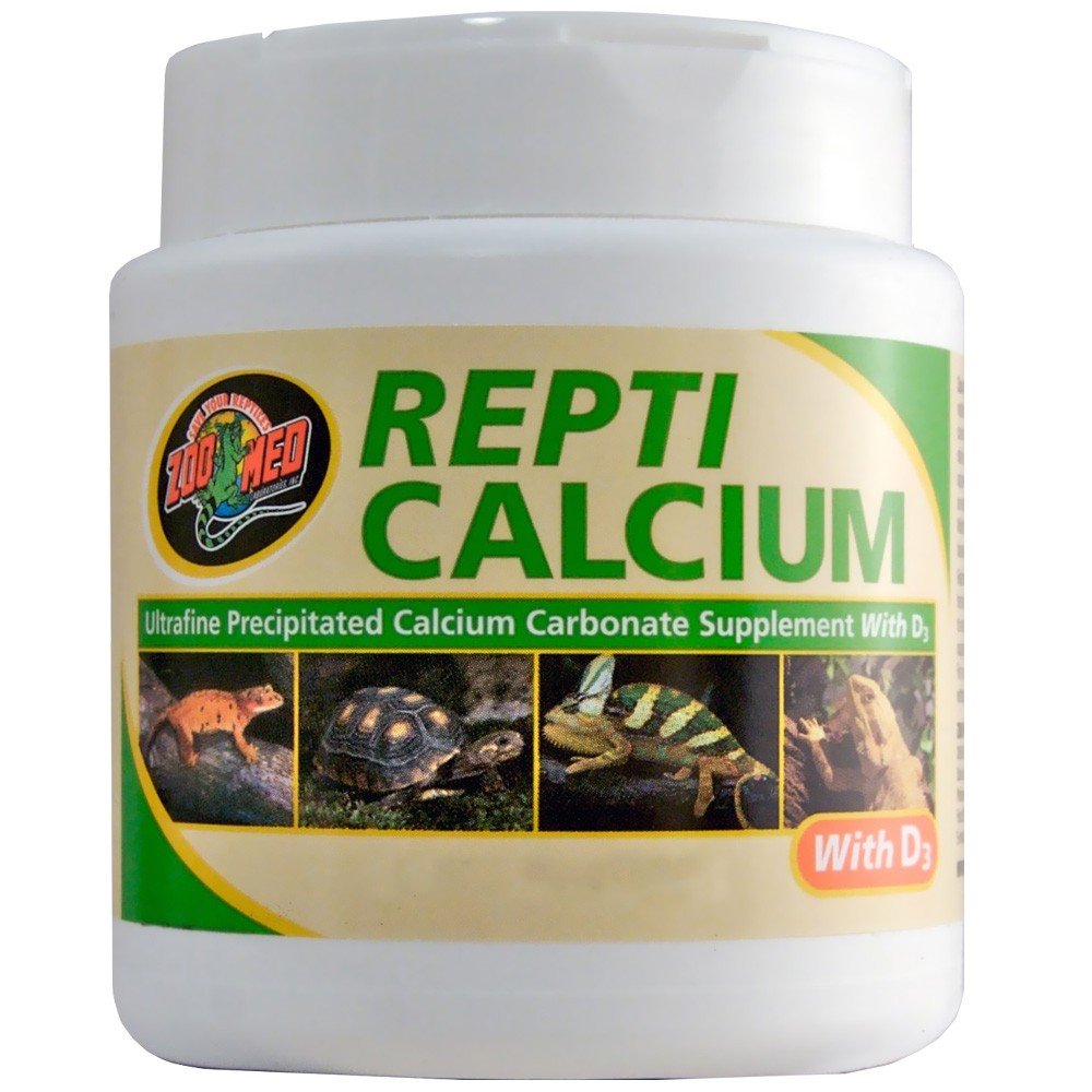 Zoo Med Reptile Calcium packaging vue avant montrant quantité et avantage biodisponibilité