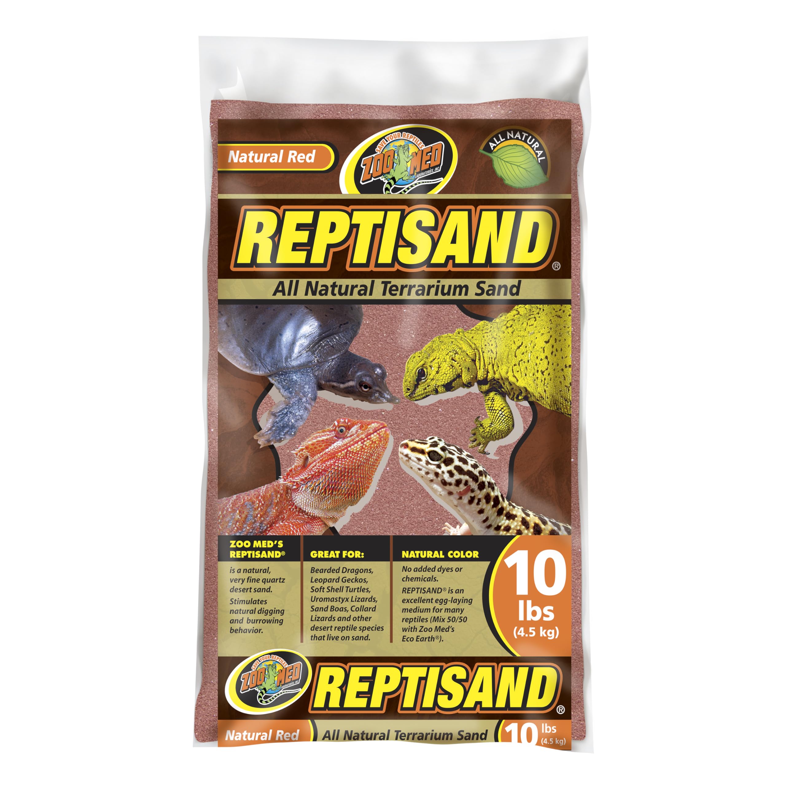 Zoo Med ReptiSand paquet avant montrant sable rouge naturel et rendu réaliste