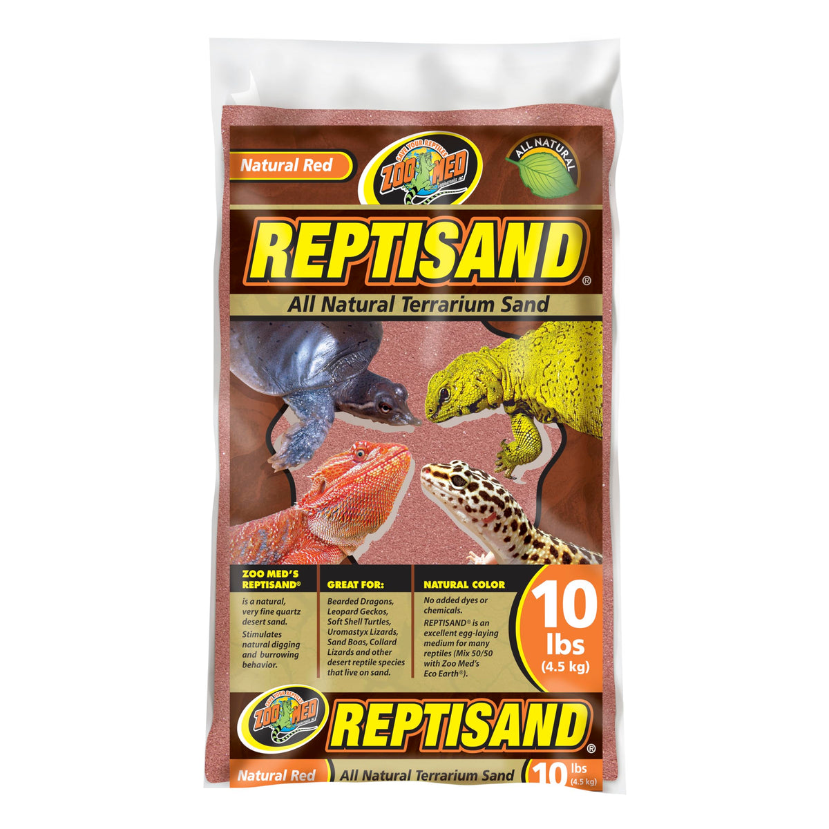 Zoo Med ReptiSand paquet avant montrant sable rouge naturel et rendu réaliste