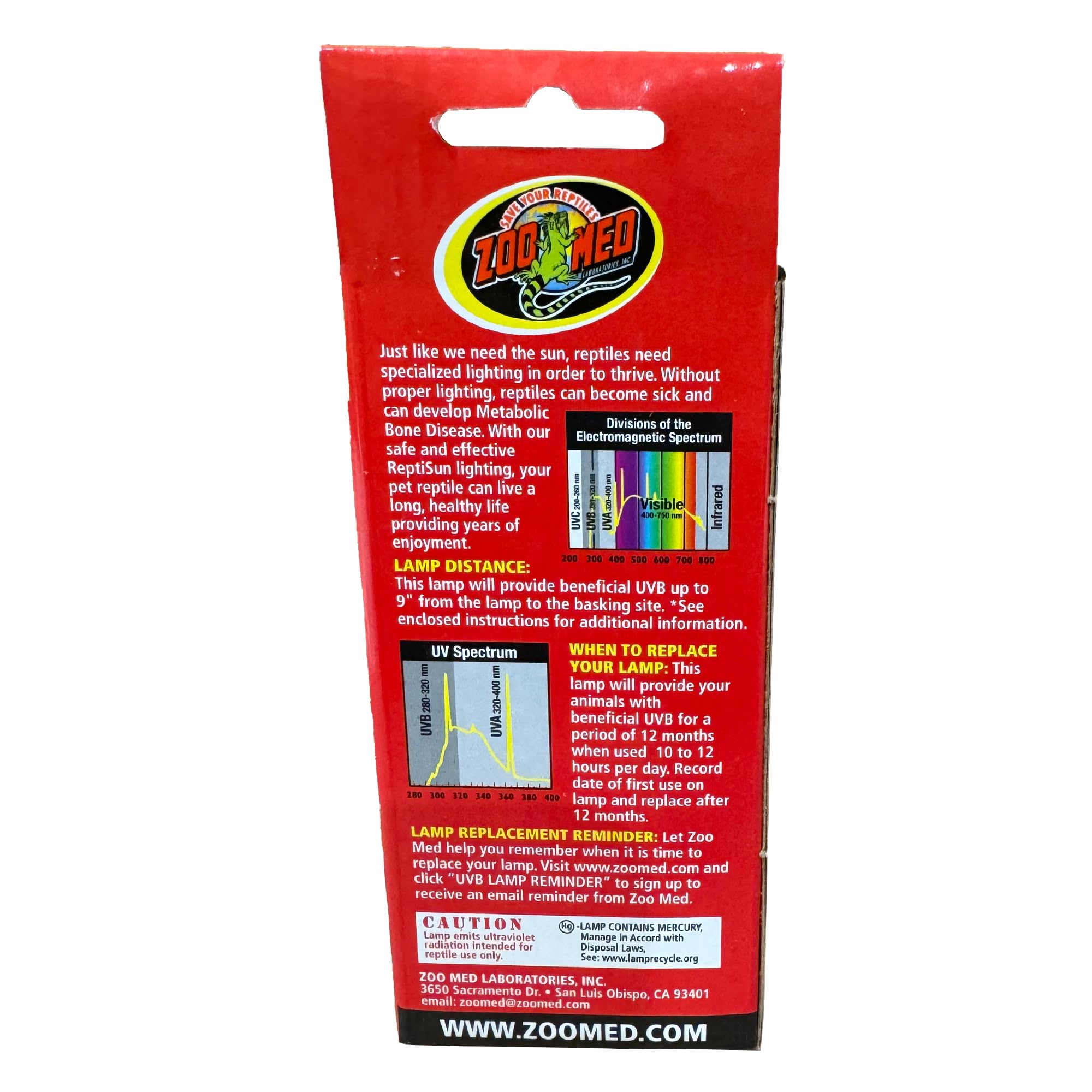 Zoo Med Reptisun gros plan sur le verre quartz montrant meilleure transmission UVB