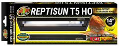 Zoo Med ReptiSun T5 HO vue avant montrant le capot et l’ampoule 10.0 pour UVB optimal