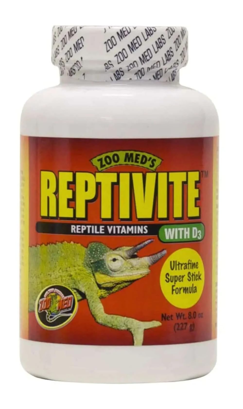 Zoo Med ReptiVite emballage avant montrant format 8 oz et usage nutritionnel