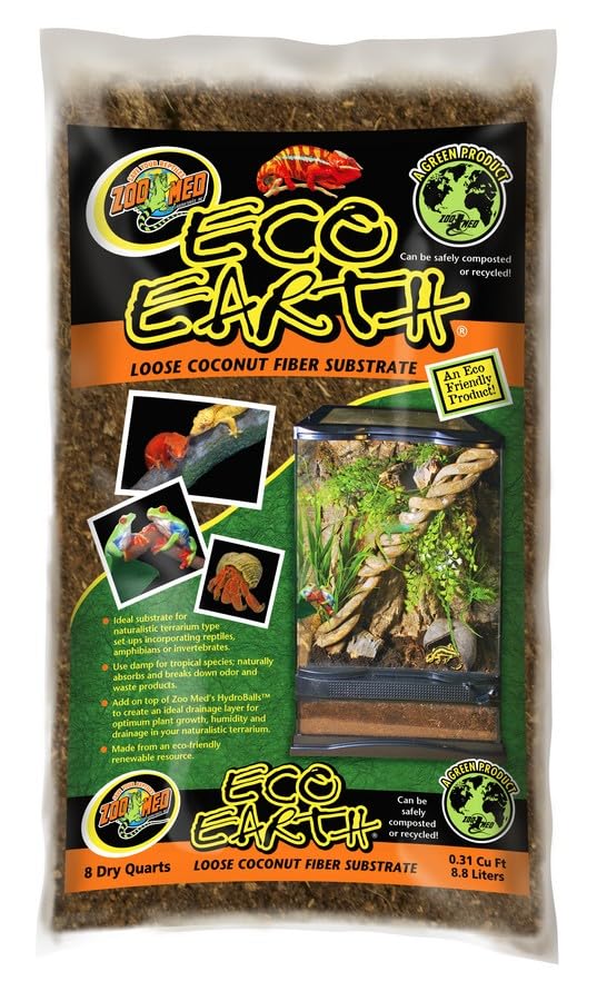 Zoo Med gros plan fibre de coco montrant texture et rétention d'humidité