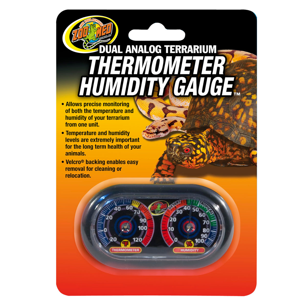 Zoo Med thermomètre-hygromètre face lisible pour contrôle rapide