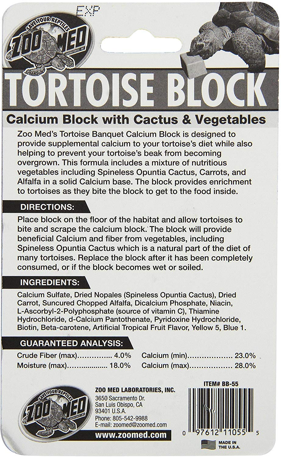 Zoo Med bloc Tortoise Banquet gros plan sur texture et morceaux de cactus pour stimulation