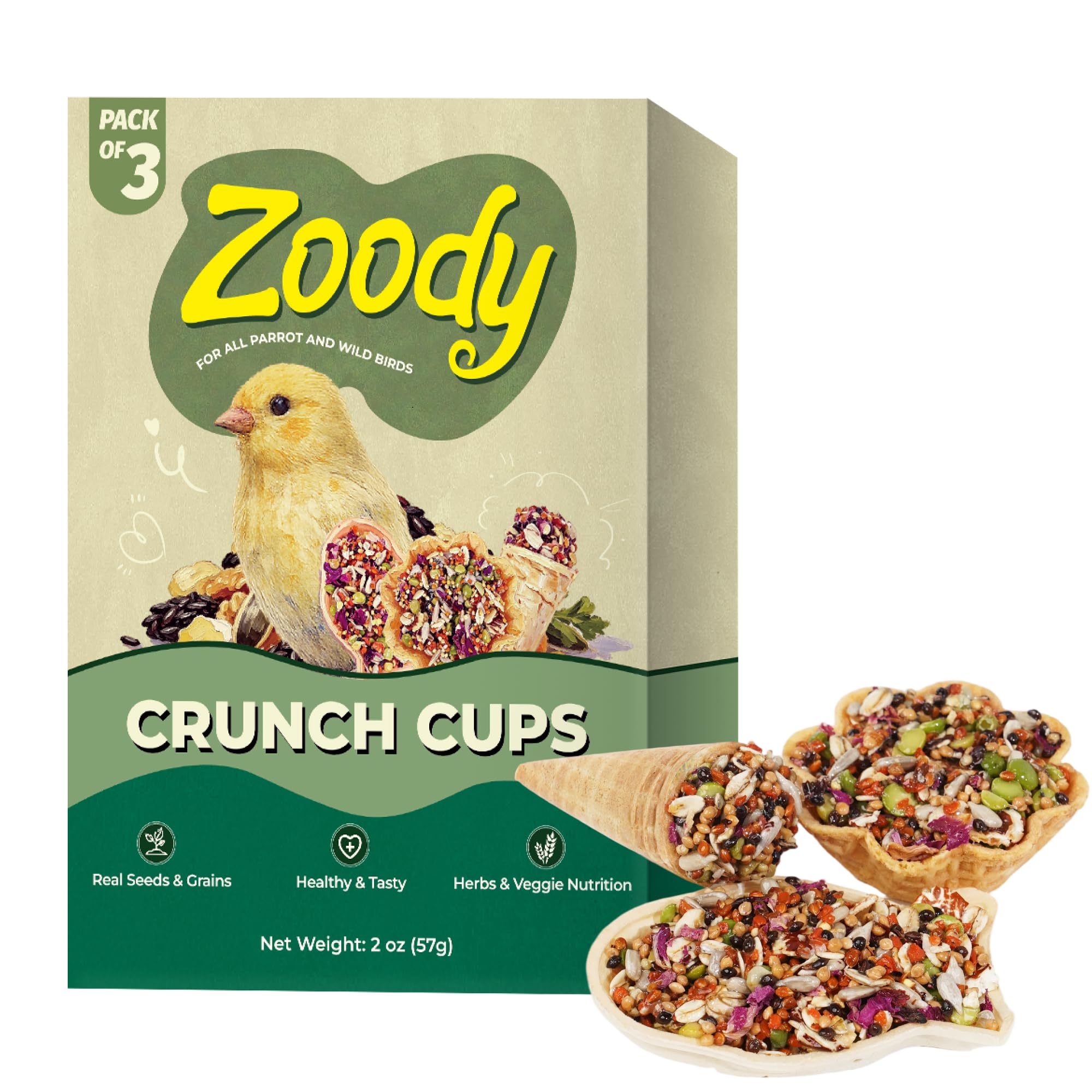Zoody emballage avant montrant les coupelles et ingrédients, idéal pour choisir