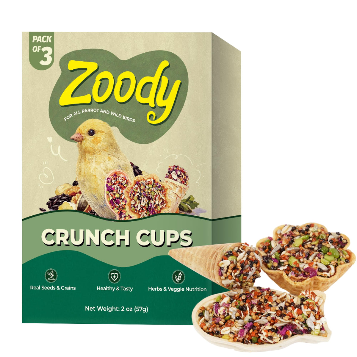 Zoody emballage avant montrant les coupelles et ingrédients, idéal pour choisir