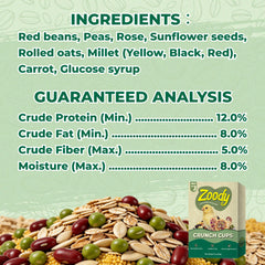 Texture croquante Zoody d'une coupelle, favorise le picorage et l'activité