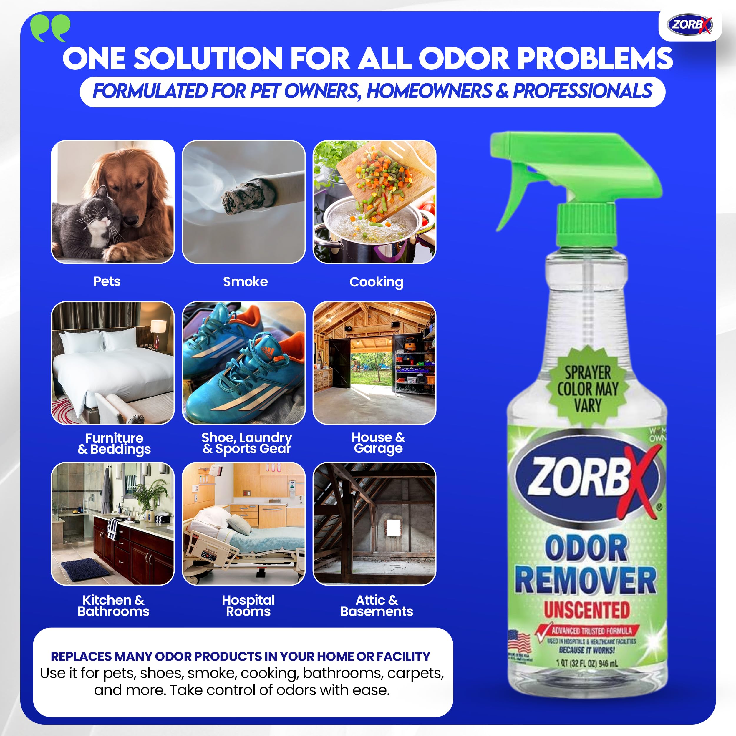 ZORBX étiquette zoom lisible indiquant formule hospitalière et sans parfum