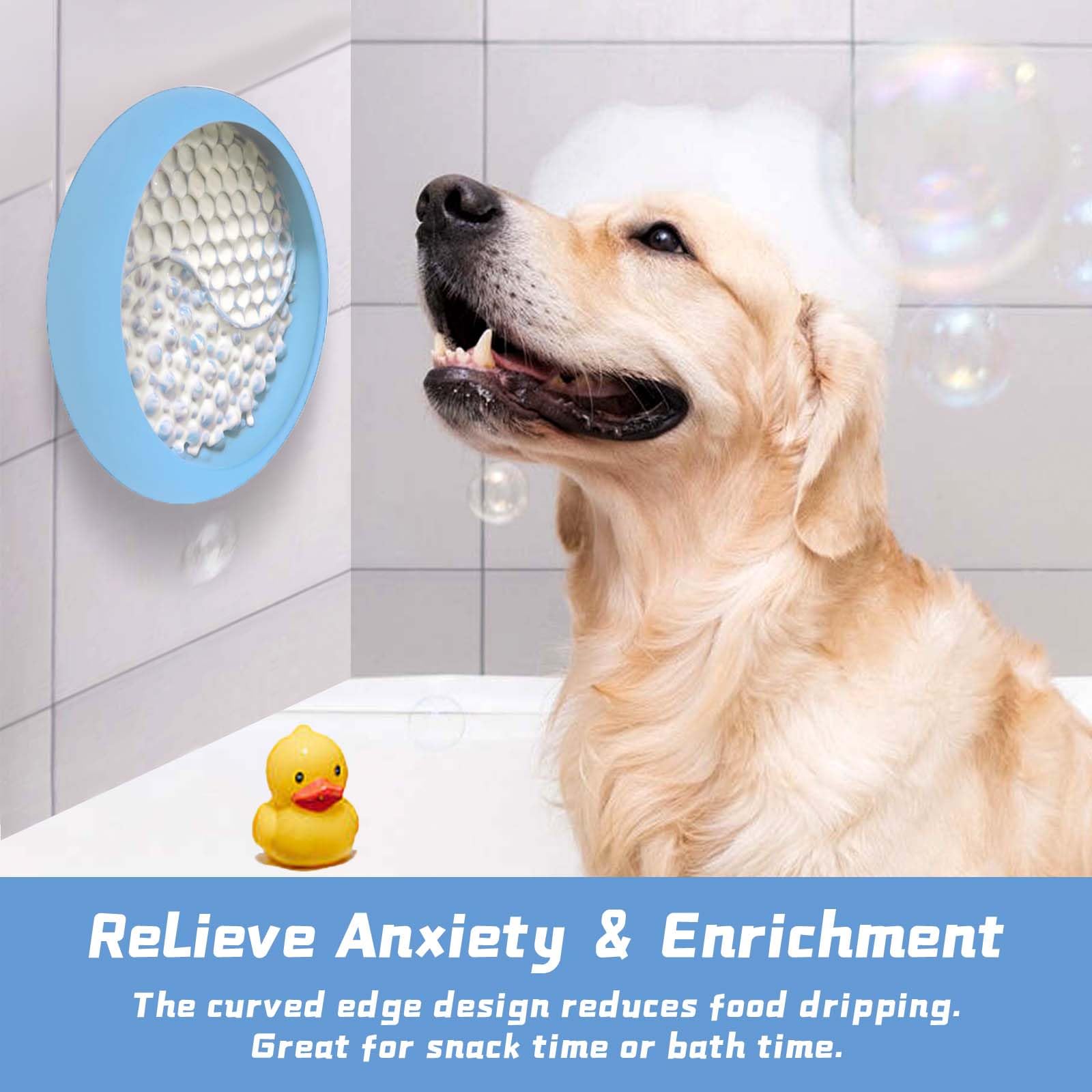 Chien utilisant ZOURYNUA gamelle, léchage concentré qui calme pendant soins