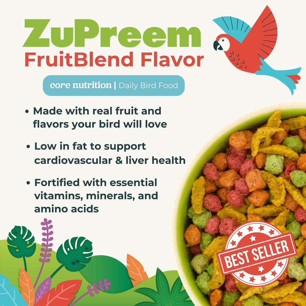 ZuPreem étiquette nutritionnelle lisible indiquant vitamines et minéraux
