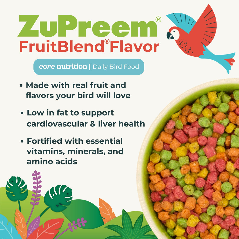 ZuPreem gros plan sur granulés fruités et texture attrayante pour appétit