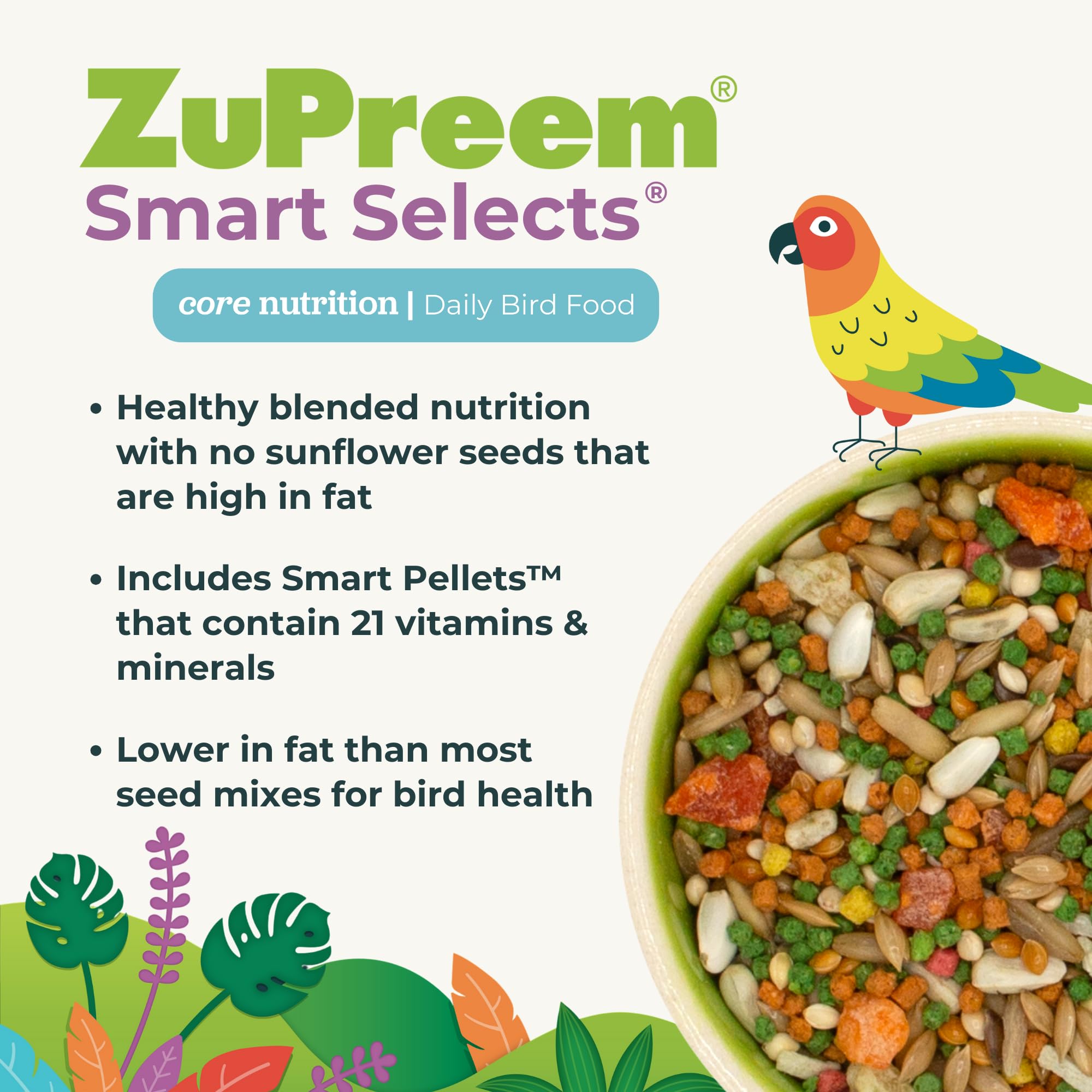 ZuPreem fruits secs détaillés apportant goût et stimulation pour l’oiseau
