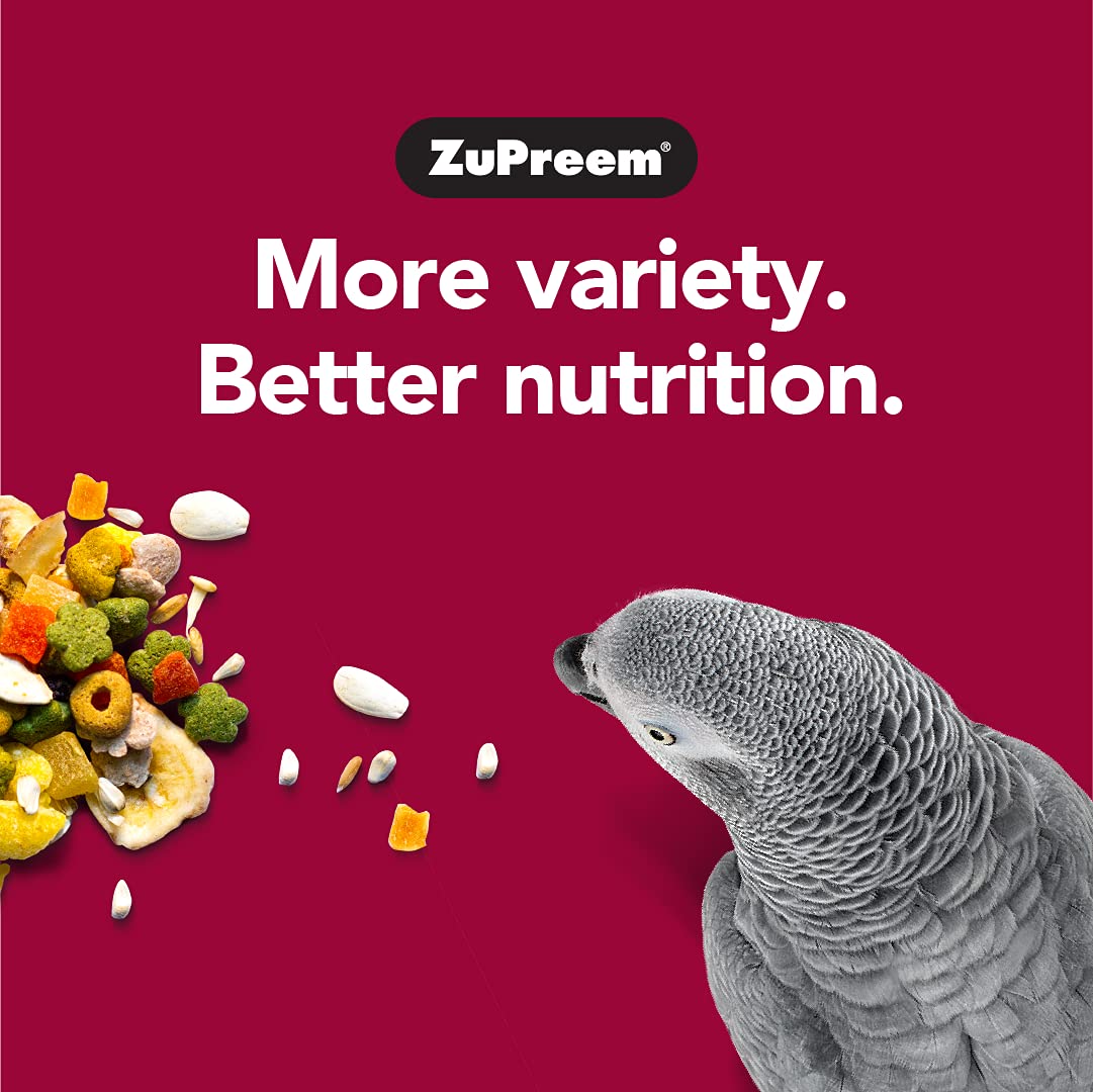 ZuPreem gros plan des granulés FruitBlend démontrant nutrition complète