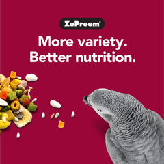 ZuPreem gros plan des granulés FruitBlend démontrant nutrition complète