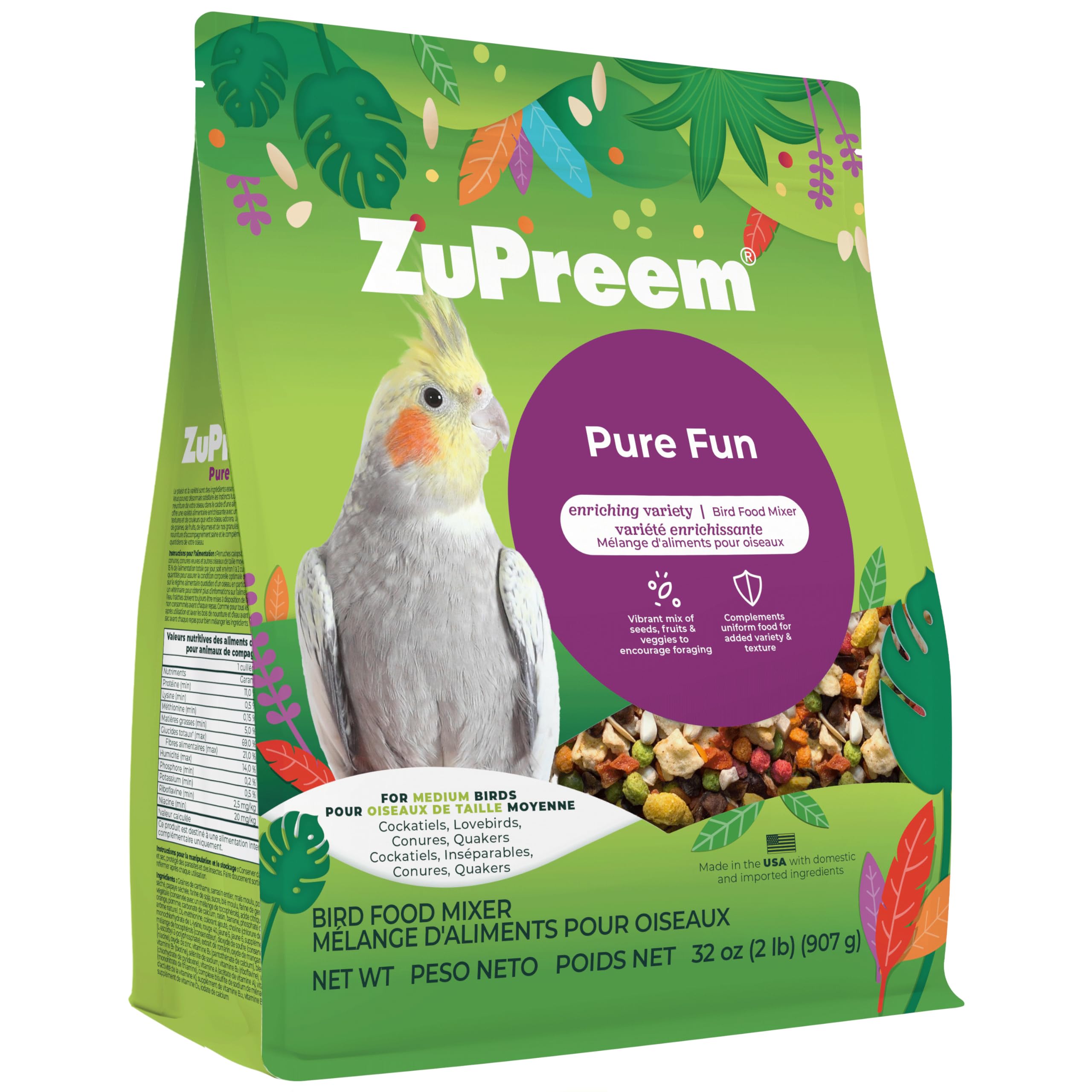ZuPreem sac Pure Fun devant montrant emballage et marque, facile à stocker