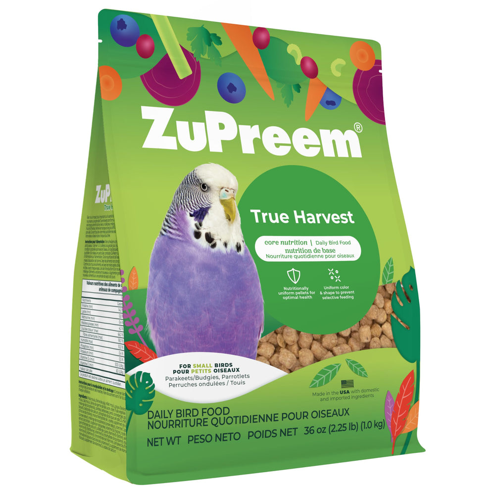 ZuPreem emballage avant montrant formule complète pour petits oiseaux