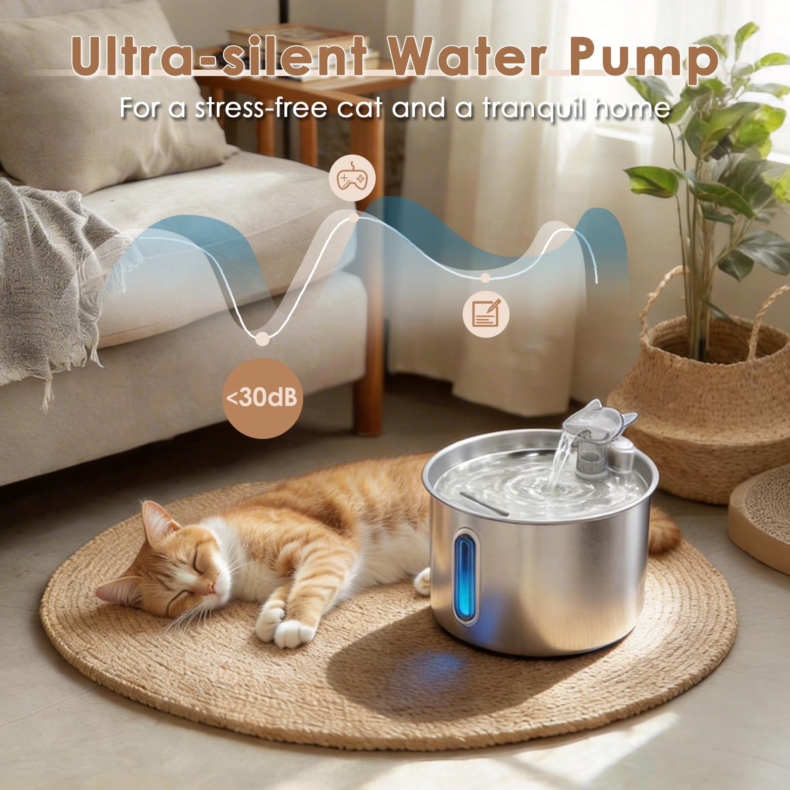 Zvaiv sortie en fontaine avec flux pour attirer chats et petits chiens