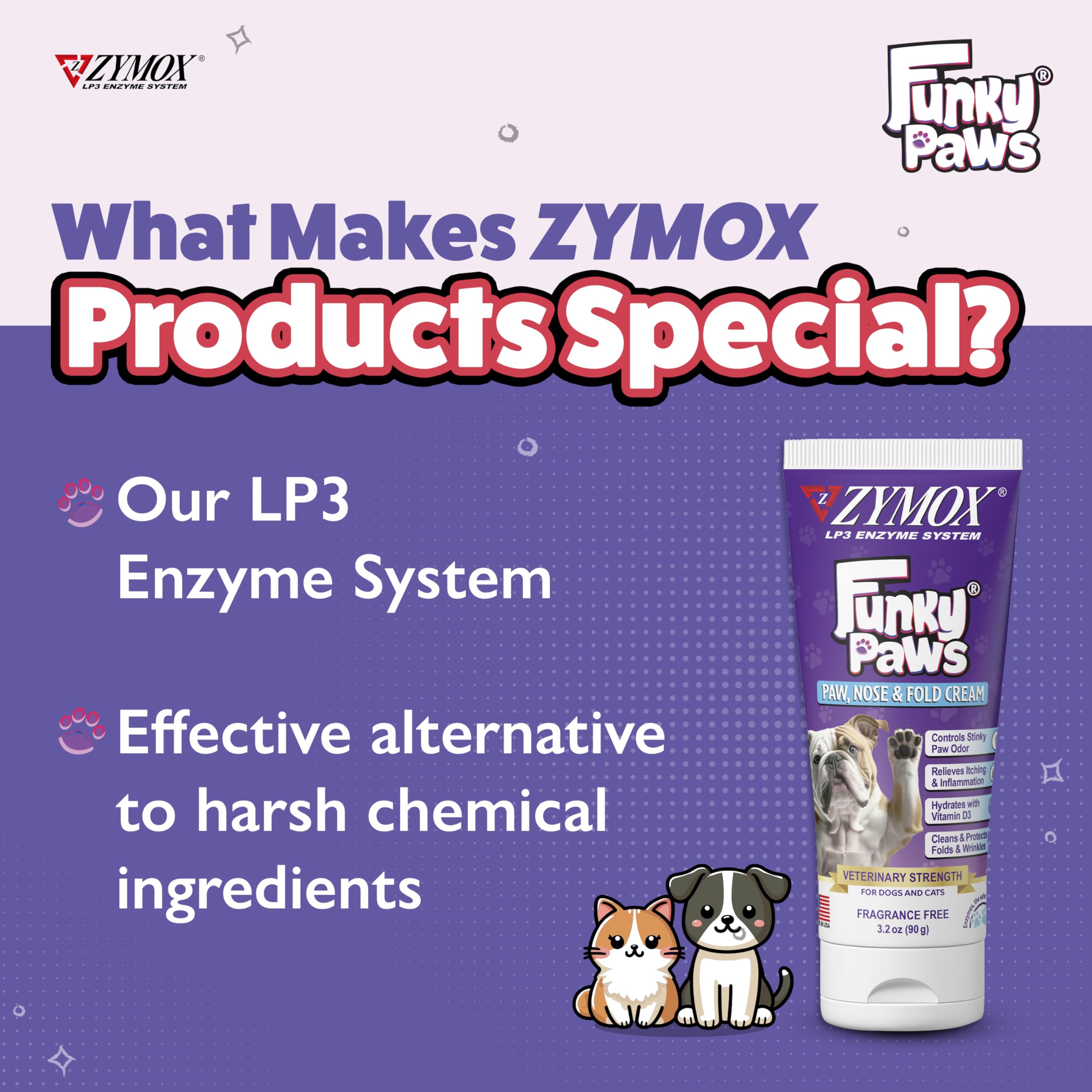 Application de Zymox Funky Paws sur patte de chien pour réduire démangeaisons