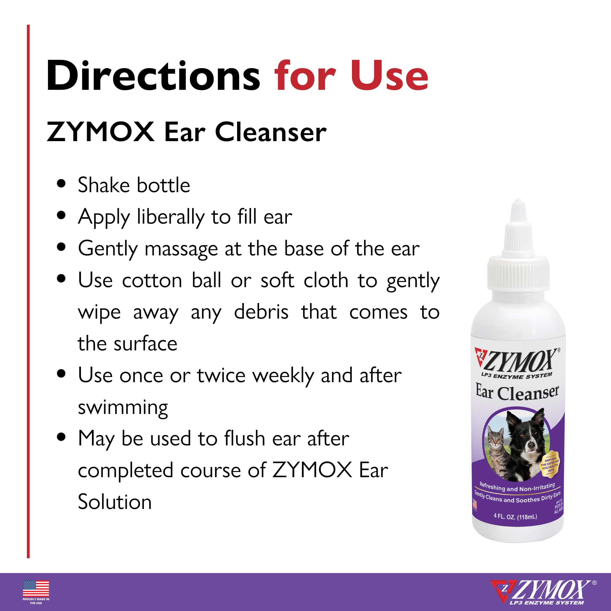 Zymox comparaison taille 4 oz illustrant quantité pratique pour plusieurs usages